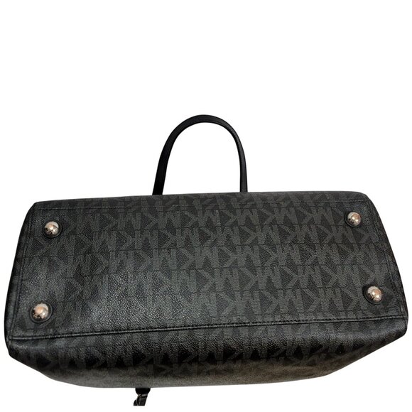 Michael Kors Tote Jet Set Signature Leather Black Silver - Picture 6 of 9